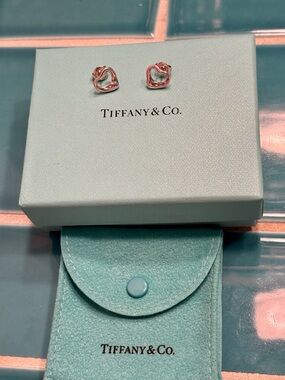 Tiffany & Co. Elsa Peretti Open Heart Stud Earrings, NWT